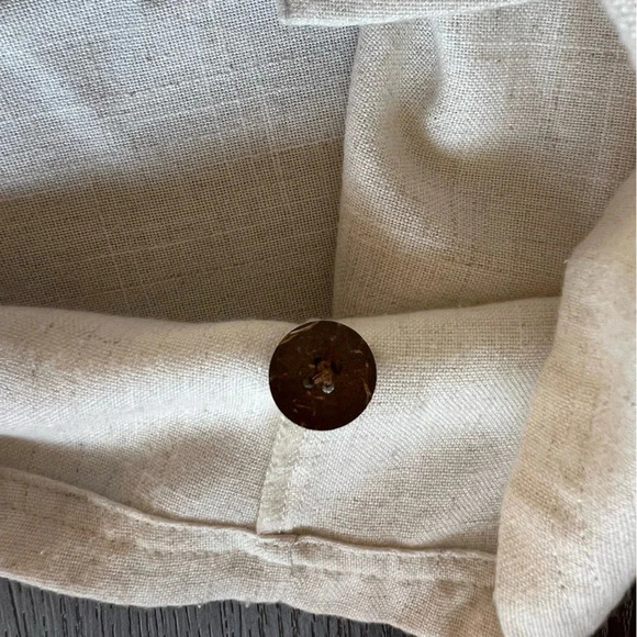 TravelSmith | Cream Linen Blend Button Up Collared Blouse Women’s Medium Travel - Picture 7 of 7